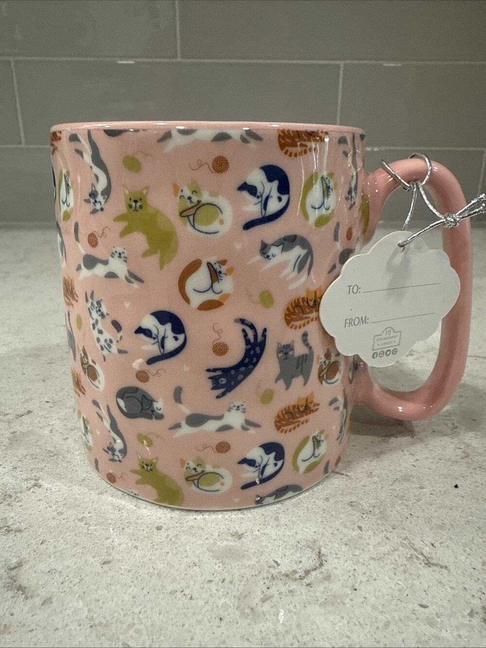 CUTE CATS Pink Bella 10 Strawberry Street 16oz Mug Kitty Cat NEW